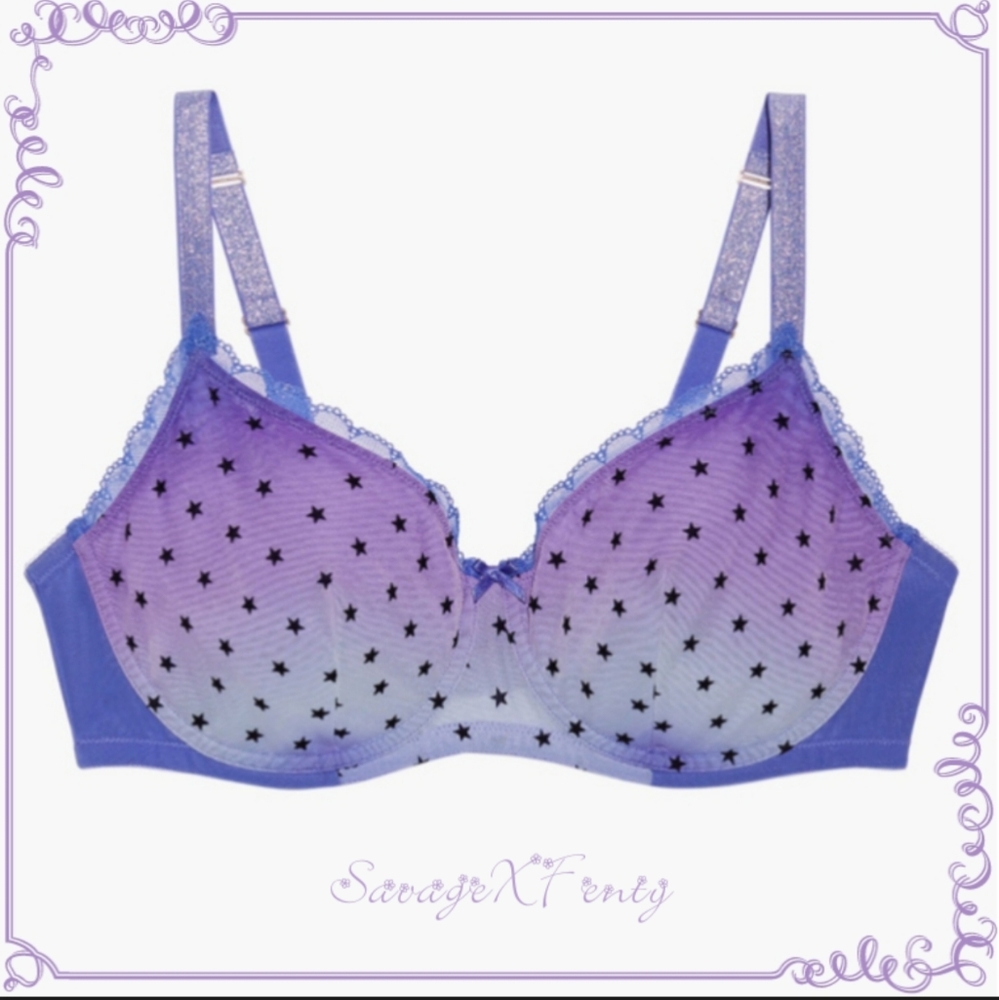SavageXFenty•46D•Metallic Stars Unlined Bra•NWOT
